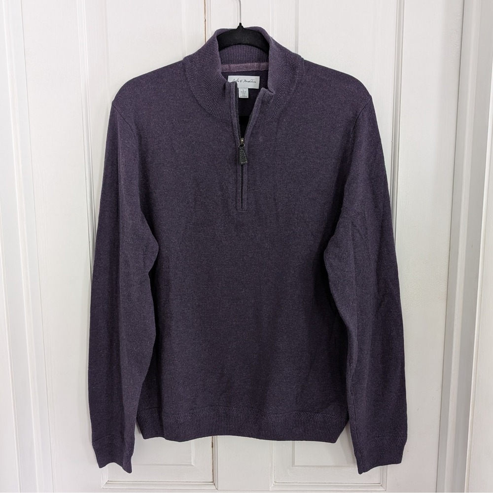 John Nordstrom Mens 1/4 Zip Cashmere Sweater LARGE Preppy Long Sleeve‎ Purple
